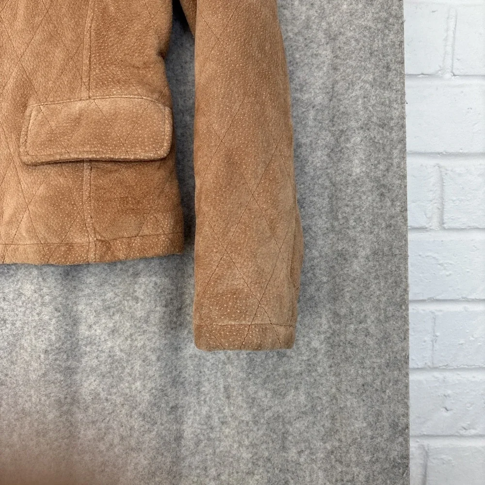 Vintage Casablanca Suede Leather Jacket Womens S Brown Zip Front Retro Coat - Picture 11 of 16